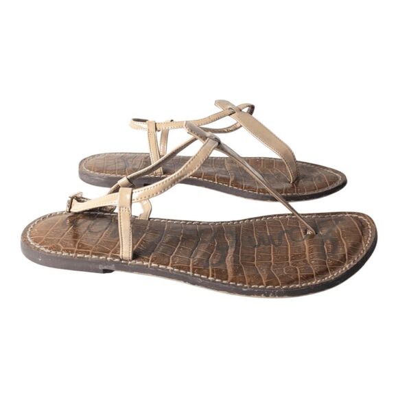 SAM EDELMAN Gigi Tan Patent Leather T Sandal Size 8M - Picture 2 of 7